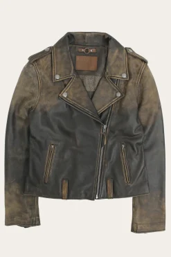 Authentic Soft Lamb Crackle Leather Biker Jacket