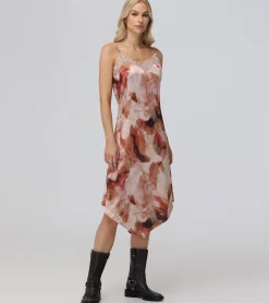 Charmeuse Lace Trim Slip Midi Dress