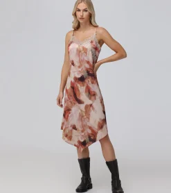 Charmeuse Lace Trim Slip Midi Dress