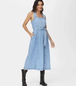 Criss-cross Maxi Denim Dress