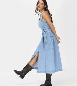Criss-cross Maxi Denim Dress