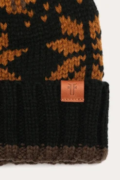 Fair Isle Beanie With Cuff & Faux Fur Pom