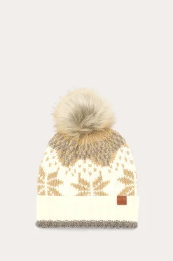 Fair Isle Beanie With Cuff & Faux Fur Pom