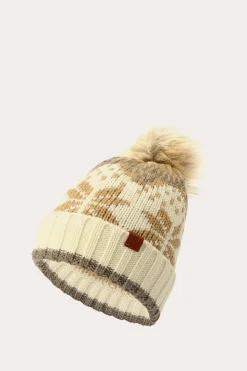 Fair Isle Beanie With Cuff & Faux Fur Pom