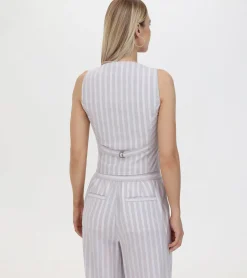 Linen Striped Button Vest