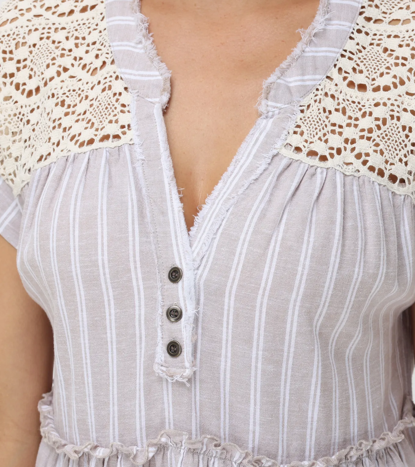 Linen Striped Midi Dress