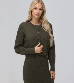 Mixed Stitch Button Front Cardigan
