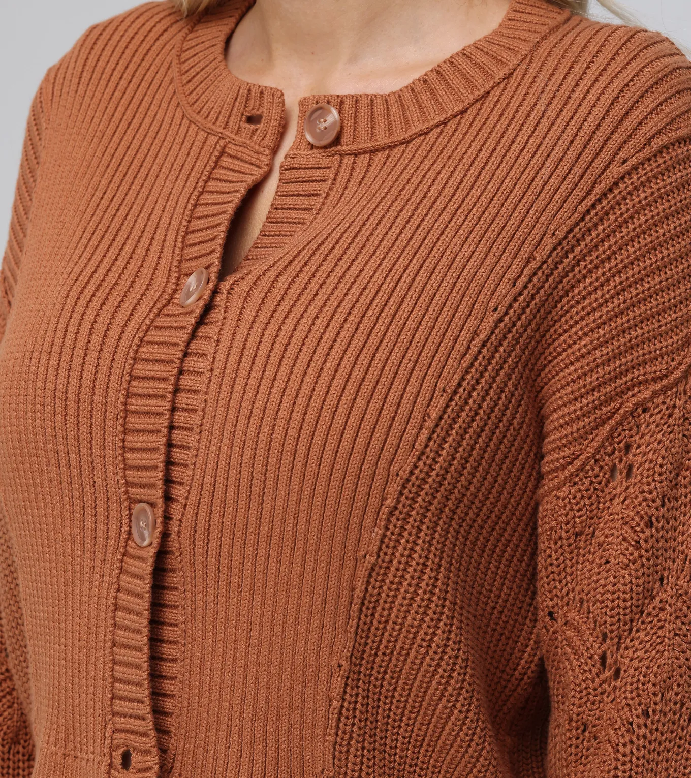 Mixed Stitch Button Front Cardigan