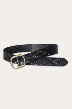 38mm Belt With Southwestern Embossing, Perf & Studs