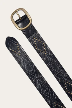 38mm Belt With Southwestern Embossing, Perf & Studs