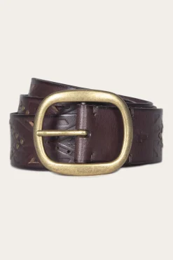38mm Belt With Southwestern Embossing, Perf & Studs
