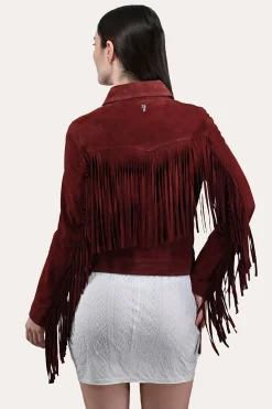 Oxblood Fringed Jacket
