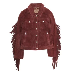 Oxblood Fringed Jacket