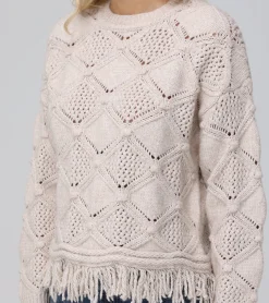 Pointelle Fringe Pullover