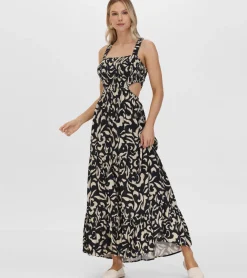 Smocked Cut Out Maxi Dress
