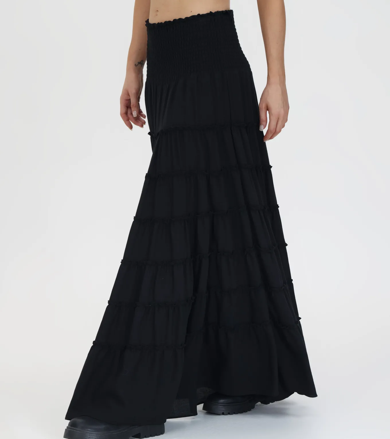 Smocked Tiered Maxi Skirt
