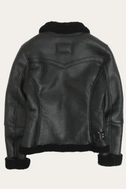 Women's Leather Jacket With Sherling Collar And Cuffs
